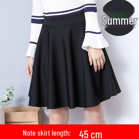 Sukně á la korejský styl s vysokým pasem, plisovaná, áčková - Dámská midisukně deštníkového střihu v jednobarevném provedení.