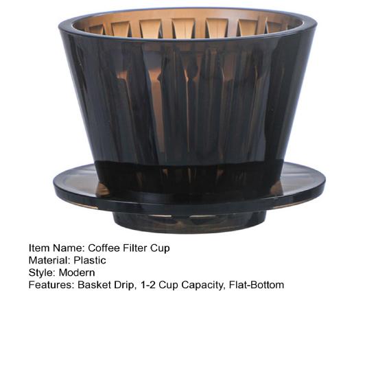 Kaffefilterkopp Imitation Kristall Ögon Design Plast 1-2 Kopp Kapacitet Platt Botten Stabil Placering Handbryggare Kaffedroppare