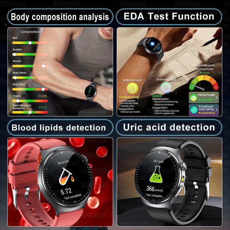 Gesundheits-Smartwatches in Pflegequalität für Männer Frauen Präzise Erkennung Herzfrequenz Blutfette Harnsäure Blutdruck EKG Smart Wat