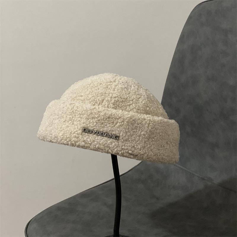 

Утепленная теплая зимняя панама с двумя способами ношения, нашивка из овечьей шерсти, шляпа яппи, молодежная уличная шляпа-дыня M（56-58cm）