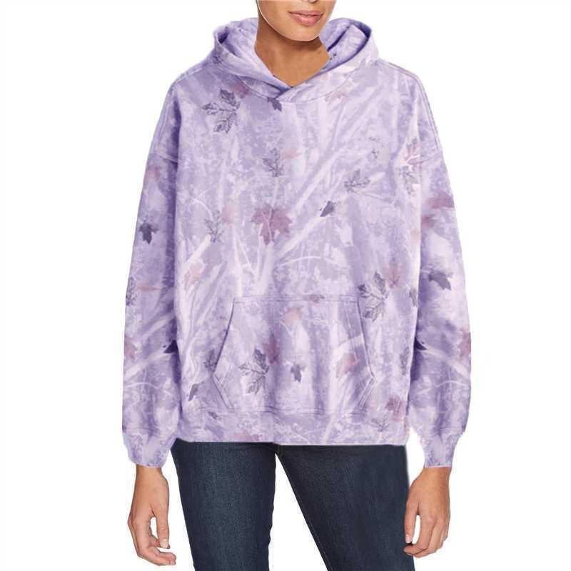 Damen Camouflage Kapuzenpullover mit 3D Dschungel Ahornblatt Ast Aufdruck Lockerer Schnitt Streetwear Langarm Oberteil