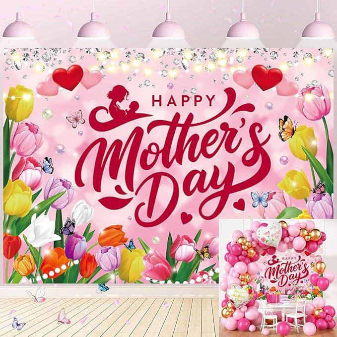 Temu Flowers Mother's Day Party Celebration Decorative Background Cloth Courtyard Decoration