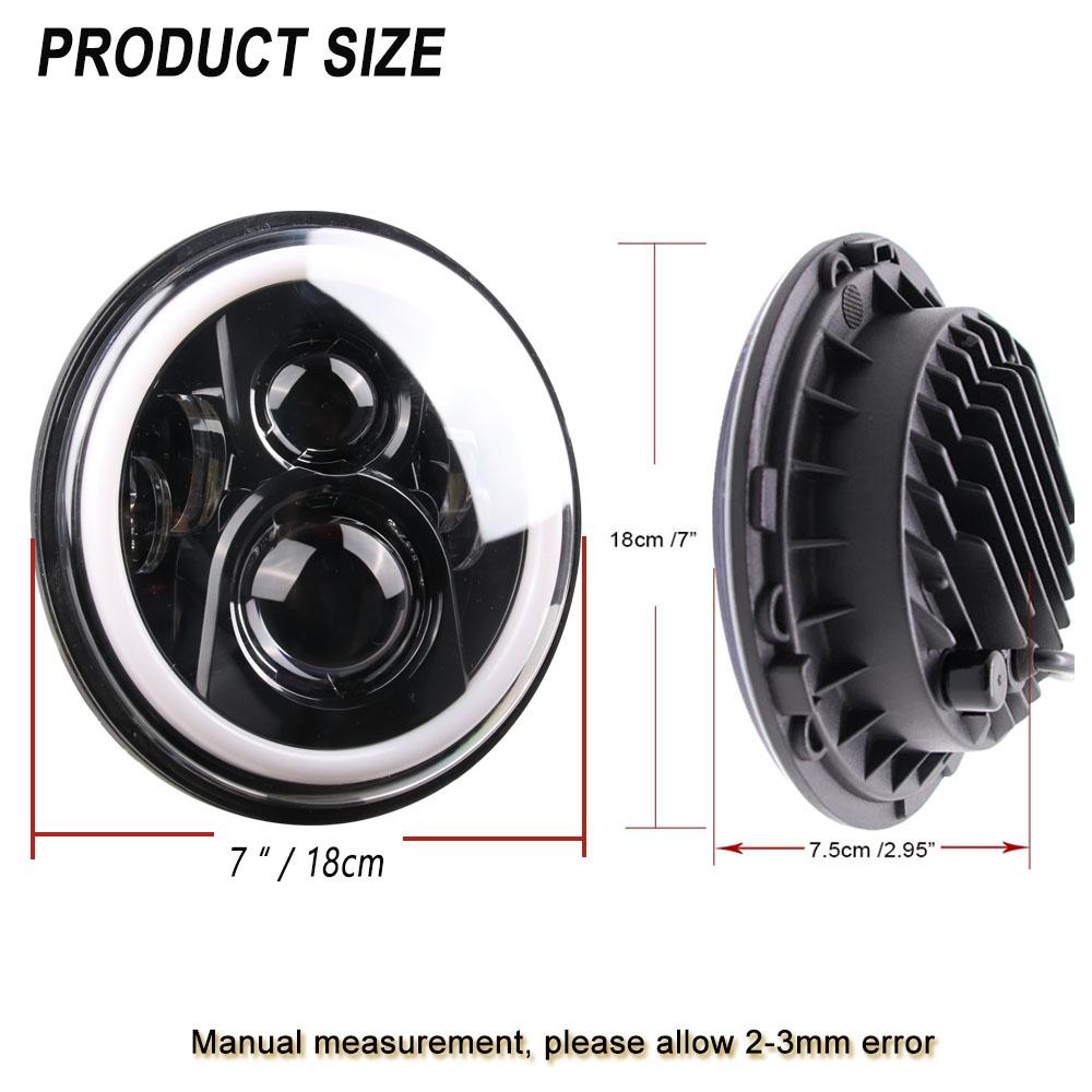 7 Inch Round LED Car Motorcycle Headlight 40W 60W Hi/Low Beam White(Amber) DRL Halo Ring Angle Eyes for Wrangler for Suzuki