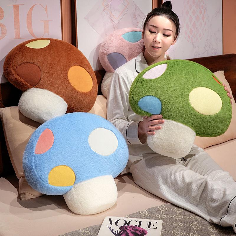 Cartoon Colorful Mushroom Throw Pillow Plush Toy Doll Small Mushroom Doll Home Pillow Girl Soothing Doll