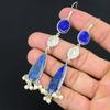 Lapis Lazuli Gemstone Dangle Handcrafted Earrings Jewelry 925 Sterling Silver