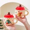 Creative Apple Christmas Ceramic Cup Mug with Lid Christmas Gift High Pretty Water Cup Gift Box Souvenir