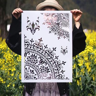 Plantillas de Mandala en capas para manualidades, tamaño A4, A3, A2, para pintura de paredes, álbum de recortes estampado
