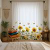 Light Blocking Sunflower Children Room Background Semi Transparent Filter Window Curtain Pole Living Bedr Single Panel Polyester Washable Sitting