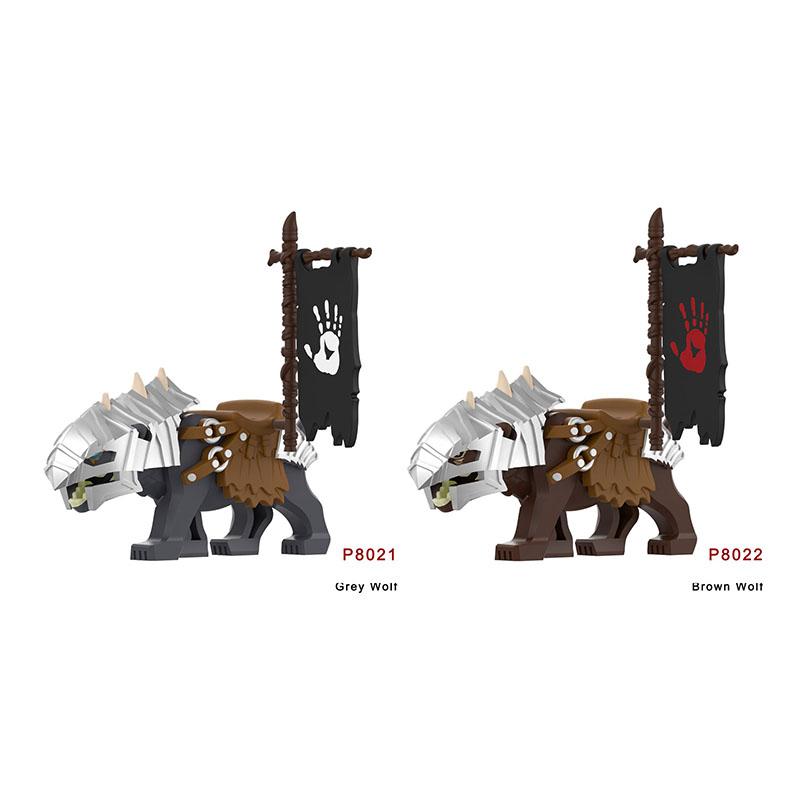 Medieval Accessories Building Blocks Soldiers Weapons Military Flags Mount War Horses Orc Mount Flags Wolf Bricks Kids Toys Gift