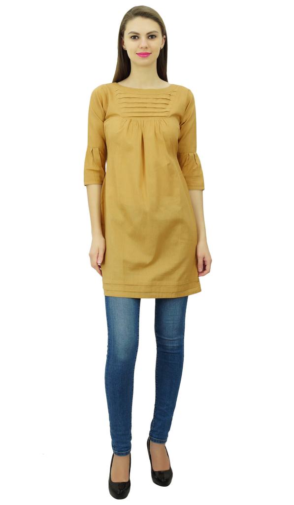 Phagun Womens Cotton Tunic 3 4 Sleeves Short Kurti Casual Summer Blouse