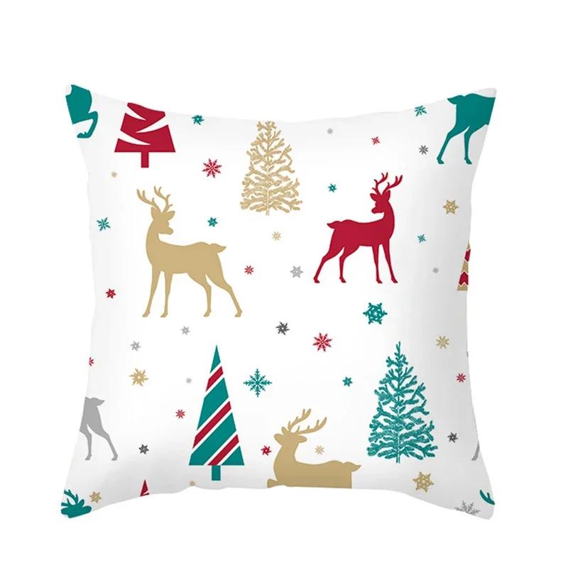 Merry Christmas Throw Pillow Cover With Short Plush Print For Living Room Sofa Decoration Cushion Cover Pillow Covers Decorative