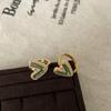 Court Retro Style Emerald Zircon Love Ear Buckle Women'S Fresh And Elegant Fashion Personality Versatile Earrings