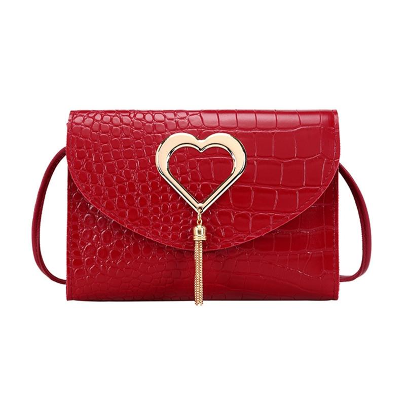 Buy Heart Metal Tassel Ladies One Shoulder Crossbody Bag at affordable