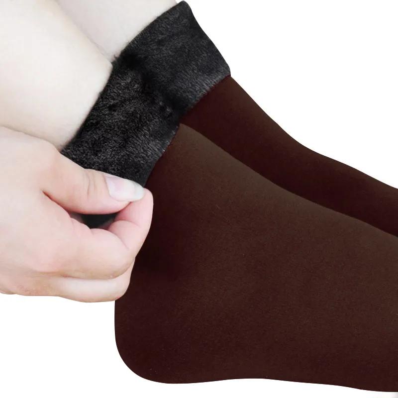 New velvet women winter warm thicken thermal socks soft casual solid color sock wool cashmere home snow boots floor sock 1pairs
