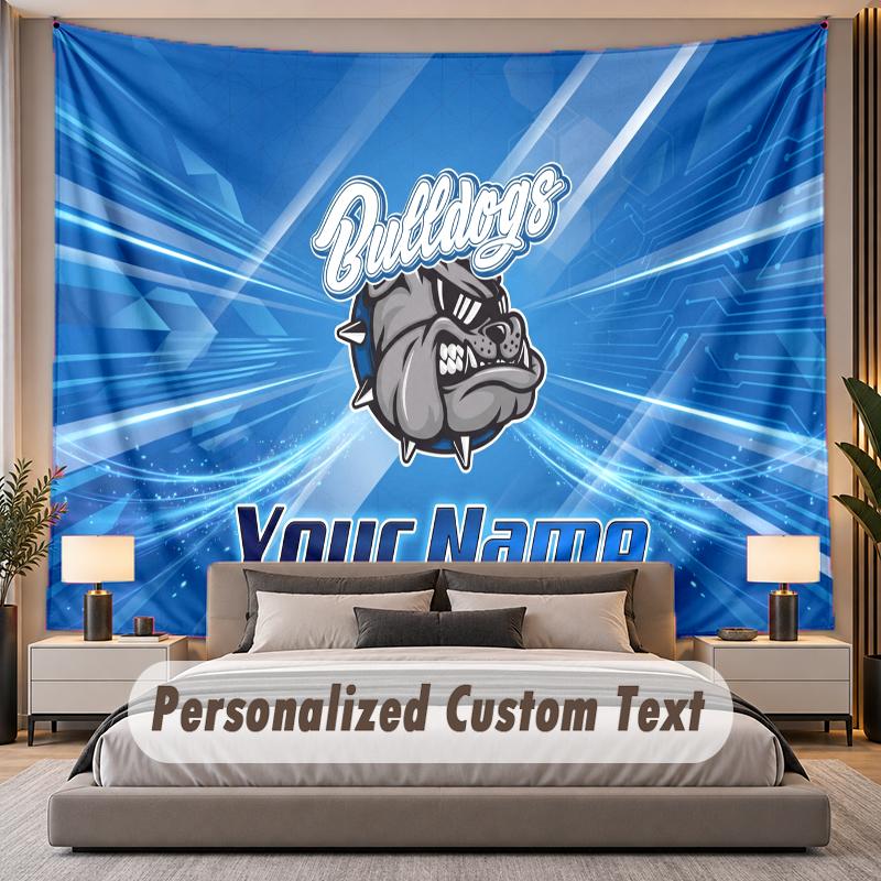 Custom Name Text Tapestry Canterbury-Bankstown Bulldogs Personalized Polyester Wall Tapestry For Bedroom And Room