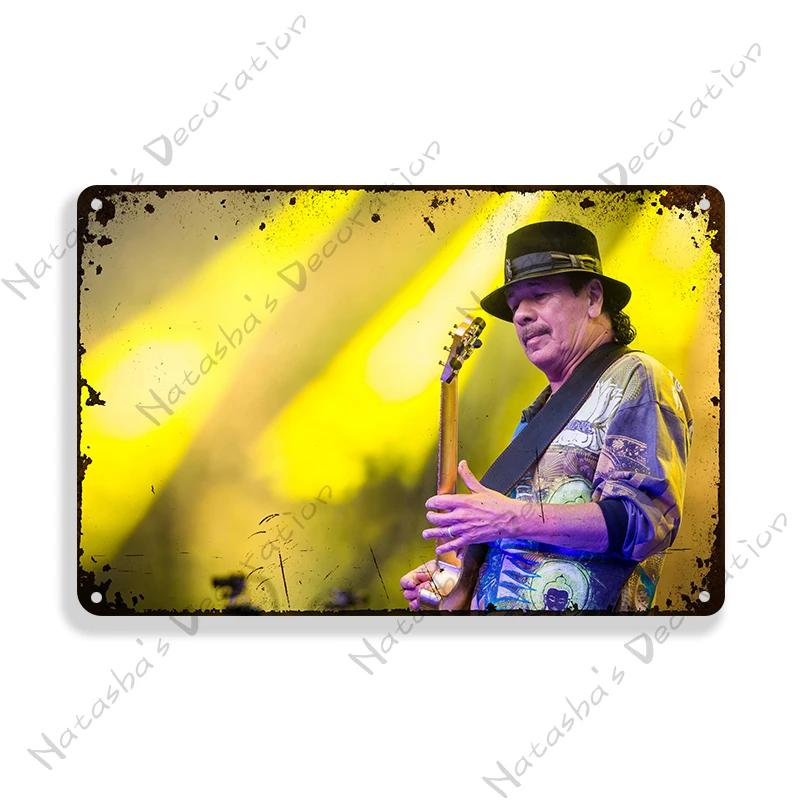 Santana Vintage Poster Music Metal Tin Sign Rock Band Metal Sign Decorative Sign Bar Pub Garage Metal Plate Retro Metal Plaque