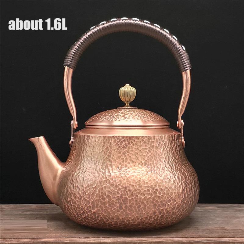 

чайник медный ручной работы с узором «чеканка молотком», утолщенный, без покрытия, для кипячения