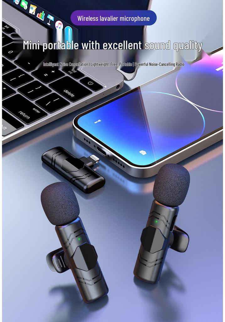 Wireless Lavalier Microphone with Noise Reduction for Live Broadcasts and Video Recording