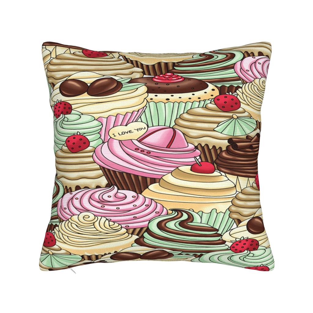 Delightful Cupcake Pillowcases Retro Trendy Pillow Case For Office Car Home Decor Soft Pillow Cover