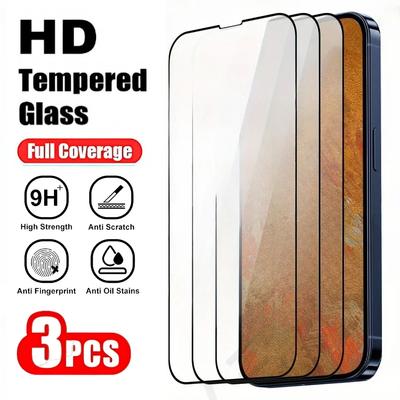 3 Stück Vollständige Abdeckung Panzerglas für iPhone 17 16 14 15 Pro Max 13 12 Mini Displayschutzfolie für iPhone 16e 15 14 Plus 13 12 11 Pro