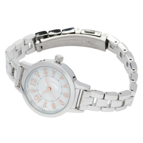 Fieldwork Women's Analog Watch with Metal Band and Shell-Like Stones, 5 ATM Water Resistance, Silver/White, WP Michelle, MKM3514-1