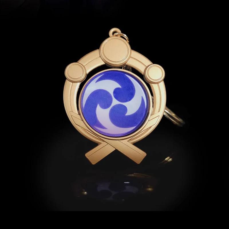 New Teyvat Vision Fontaine Water God Focalors Lyney and Lynette Keychain Luminous 7 Element Eye Of God Toy KeyRing