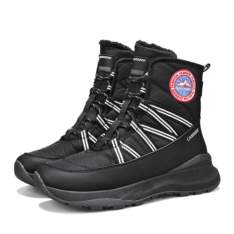 

Зимние ботинки для снега для мужчин и женщин, сохраняющие тепло, хлопковая обувь, походная обувь для босых ног, плюшевые теплые высокие ботинки, мужские кроссовки 35 чёрный