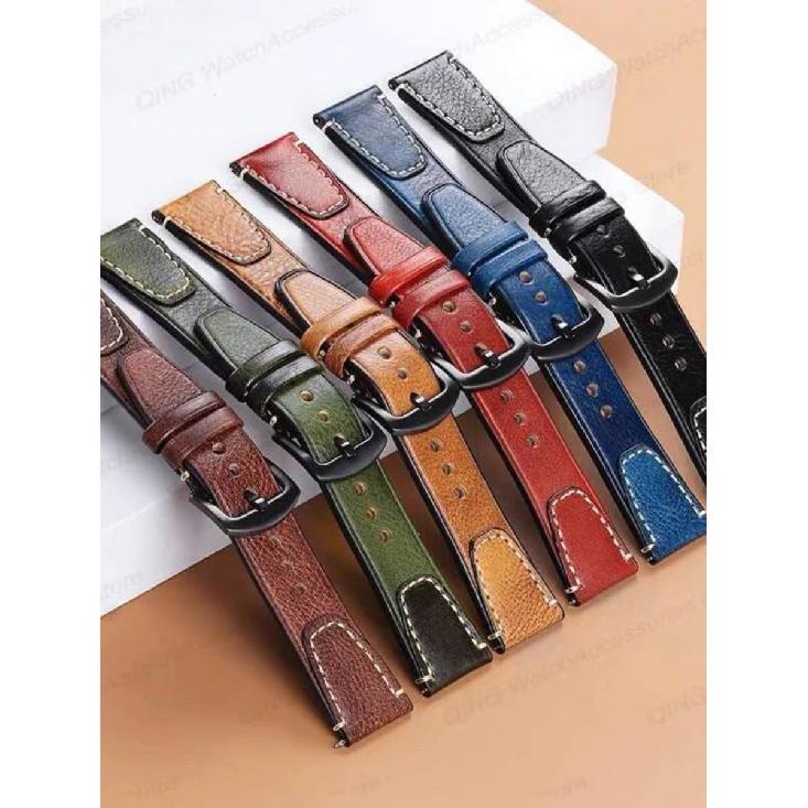 18mm 20mm 22mm Uniwersalny Retro Premium Prawdziwa Skóra Miękki Pasek Szybkozłączka Klamra Pinowa Zamienny Pasek do Zegarka Biznesowy Czarny Brązowy Niebieski Zielony