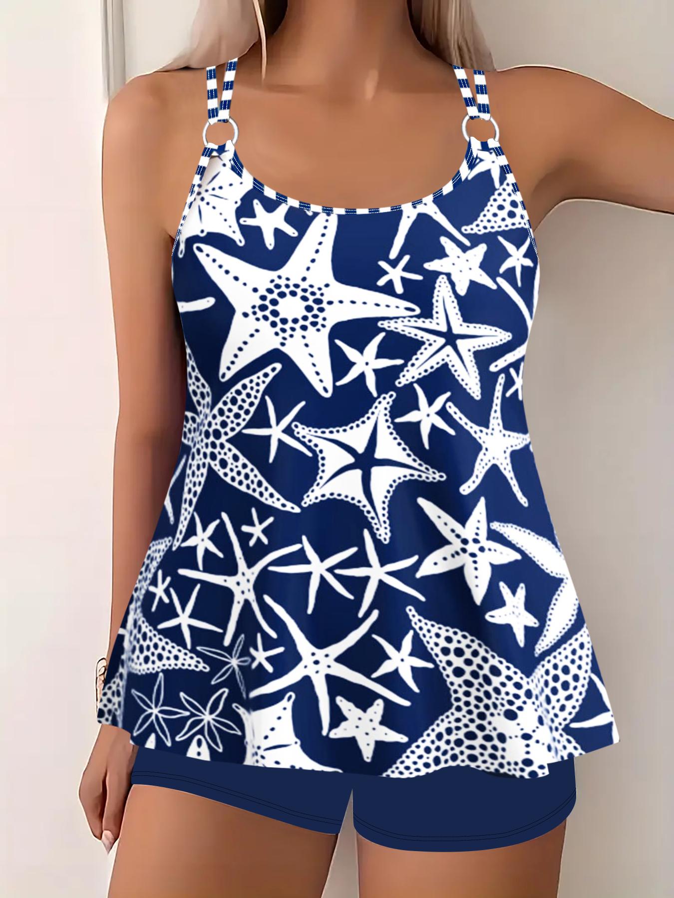 

Женский купальник-бикини с принтом из двух частей, сексуальный купальник-бикини, купальный костюм, купальный костюм, пляжная одежда больших размеров 1XL синий