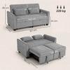 2 Seater Sofa Bed 4 In 1 L Shaped Pull Out Sofa With Adjustable Backrest And Side Pockets Gray