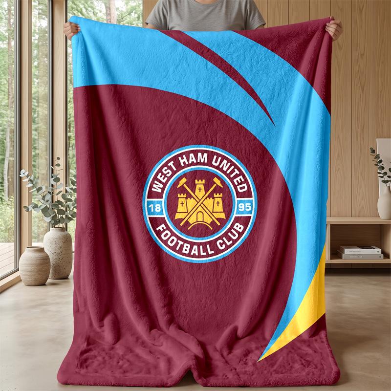 Coperta in Flanella con Stampa West Ham United, Morbida Calda Leggera Coperta da Divano Letto Campeggio