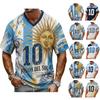 T-shirt da uomo a maniche corte con scollo a V, maglietta grafica stampata in 3D, top casual da strada