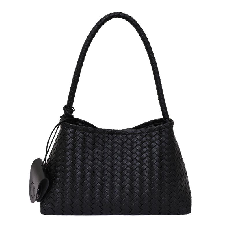 Woven Texture Shoulder Bag with Braided Handle Elegant Design for Daily and Casual Wear
