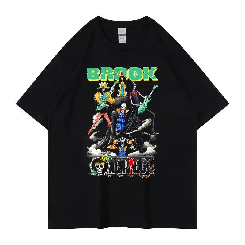 ONE PIECE Hotblooded Animation Trend Short Sleeve Mens Fashion Trend Brand Street Loose Couple Top Clothing Comfortable Loose