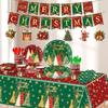 Christmas Tree Pattern Disposable Tableware Set Party Plate Cup Napkin Tablecloth  Family Dinner
