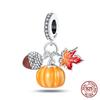 Original Kupfer Herbst-Ahornblatt Kiefernzapfen Perlenkürbis Auto Anhänger Passend für Armband DIY Schmuckherstellung Geschenk für Frauen