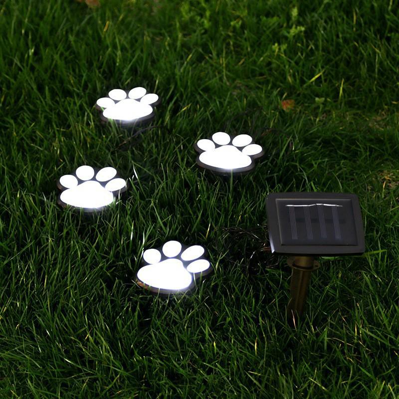 Waterproof LED Solar Cat Paw Lawn Lamp - Outdoor Garden Decoration with Ground Plug 1-to-4 Cat Paw Ground Plug Lamp