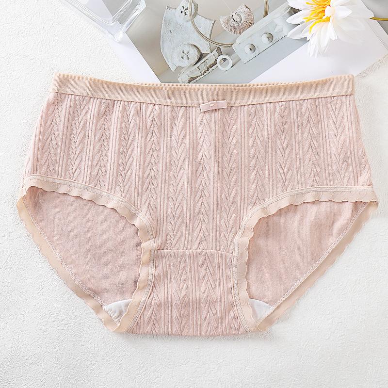 

Женские простые трусы средней талии, удобные, дышащие, из чистого хлопка, жаккардовые, кружевные, нижнее белье XXL