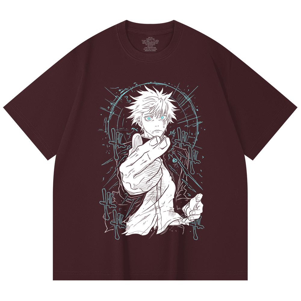 

230 Gsm 100% Cotton Jujutsu Kaisen V2 Gojo Print Unisex Heavy Cotton T Shirt 2XL