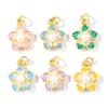 2Pcs Flower Charms Enamel Acrylic Imitation Pearl Brass 18K Gold Plated Pendants For DIY Necklace Jewelry Making 18mmx13mm