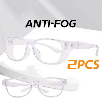 2PCS Clear Safety Glasses Women Square Anti Fog Blue Light Blocking Glasses Scratch Resistant Work Glass For Men & Nurse