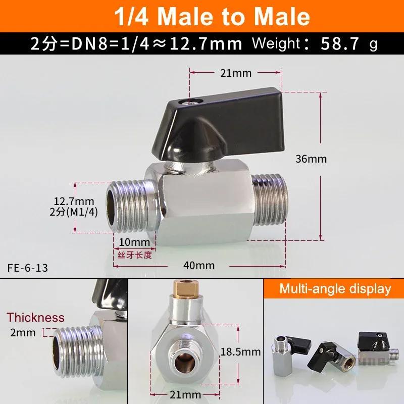 Air Compressor Water Gas Oil Shut Off Valve Brass Ball Valve BSP Threaded Black Mini Valve Male To Female