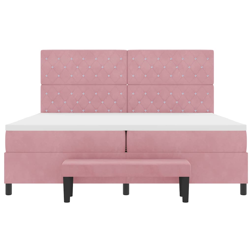 Boxspring Bed with Mattress and Headboard Pink 200 X 200 Cm Velvet