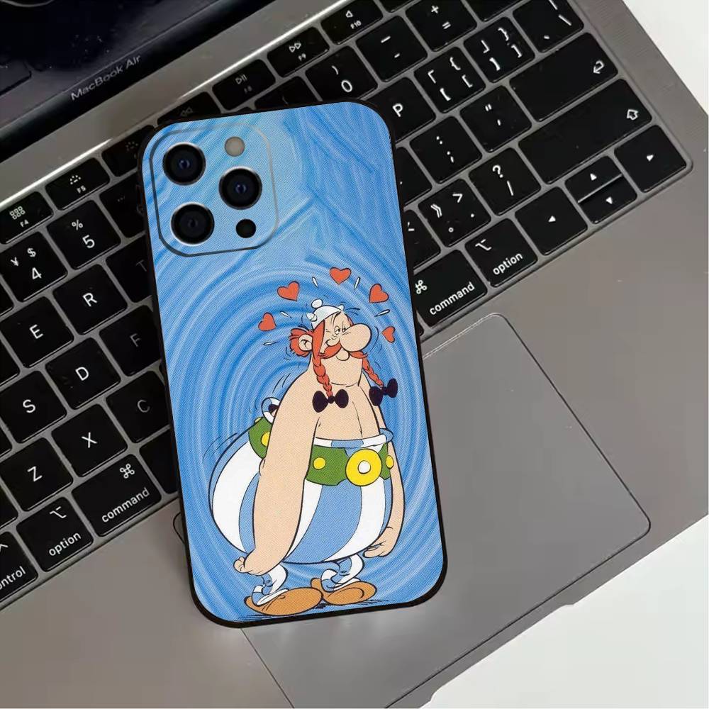 A-Asterix C-Cartoon O-Obelix  Phone Case For iPhone 17,16,15,14,13,12,11 Plus,Pro Max,XS,Soft Silicone Black Cover