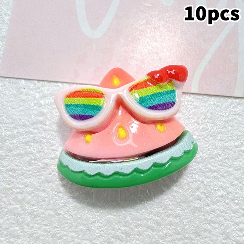 10PCS Resin Kawaii Colorful Cool Glasses Cartoon Strawberry Peach Pineapple Flat Back Stone Scrapbook Figurines DIY Decor Crafts