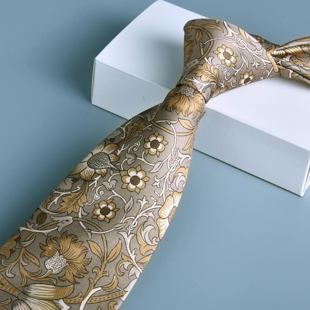 Formelle Herrenkrawatte mit großem Muster, 8 cm, handbedruckt, neuer Stil