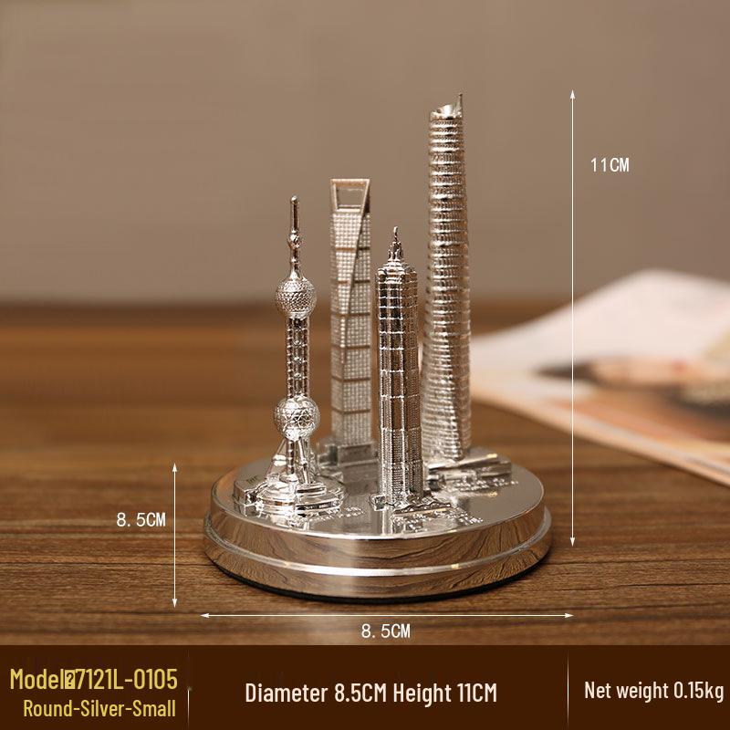 Envy Porcelain Oriental Pearl Tower Model: Shanghai Architectural Souvenir Figurine for Desktop Decoration.
