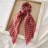 Polka Dot Print Chiffon Long Ribbon Scrunchies Women Girls Ponytail Holder Elastic Rubber Bands Hair Ties Ropes Hair Accessories