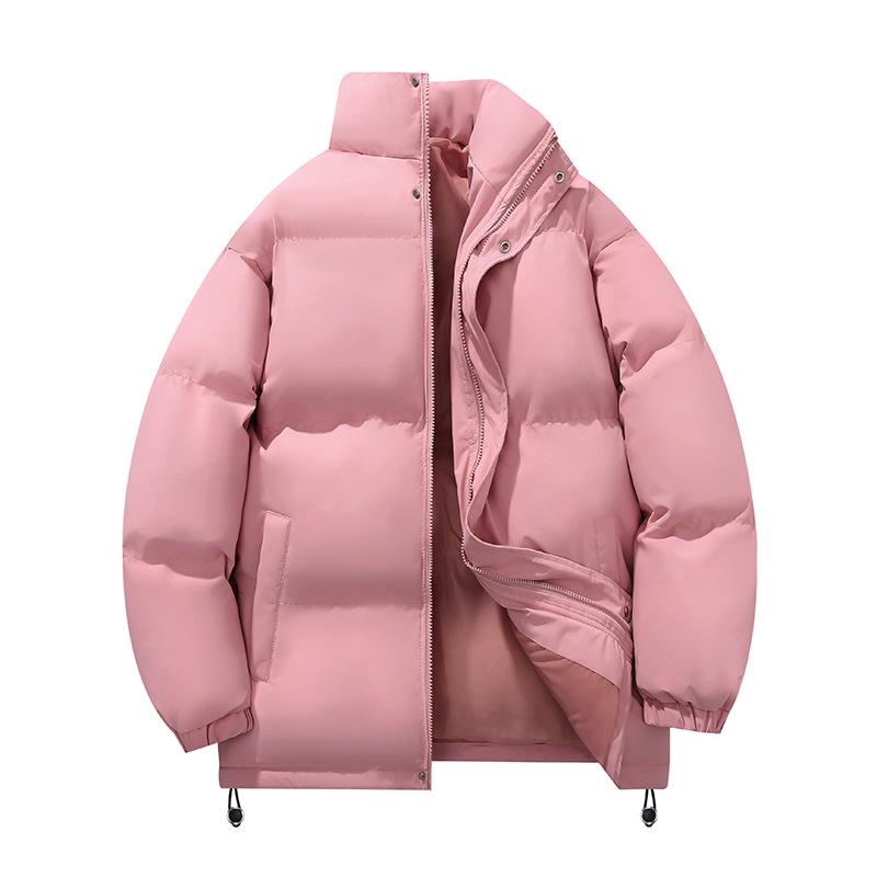 Down Jacket Men's Winter Couple Thickened Stand-up Collar Bread Jacket Ins Solid Color Versatile Warm Cotton Jacket
