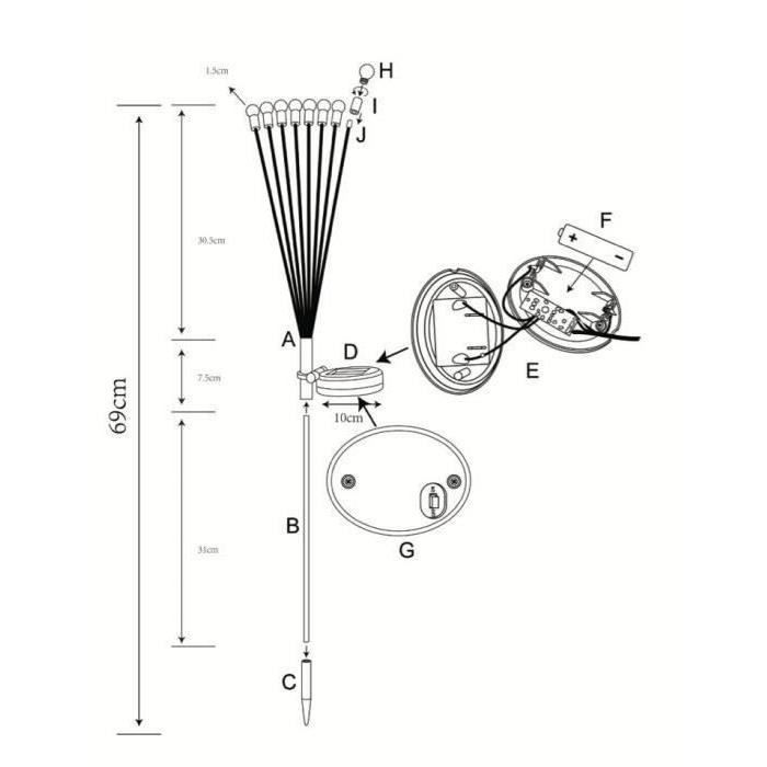 GALIX G4435 Solar Light Decoration - Bouquet Shape - 8 LEDs - H69cm